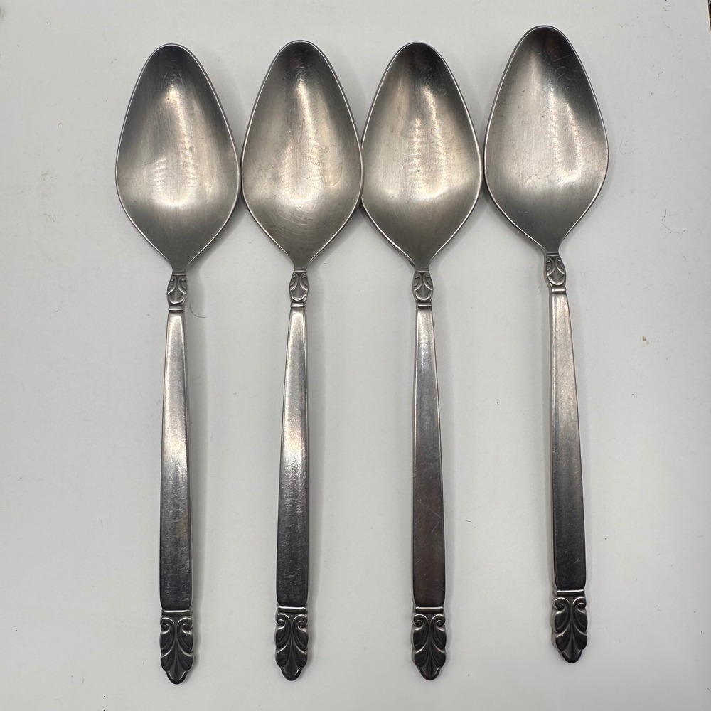 International Stainless Deluxe Norse‎ Oval Soup Spoons Set of 4 Silverware Flat